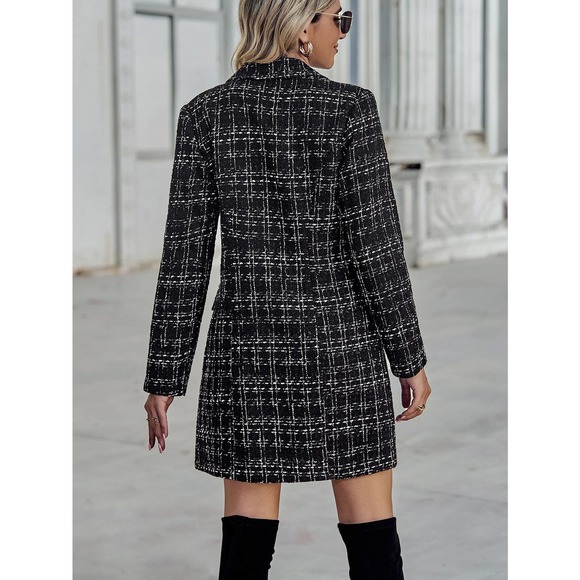 Plazacore Plaid print Double Breasted Tweed Overcoat peacoat pea coat - Picture 6 of 6